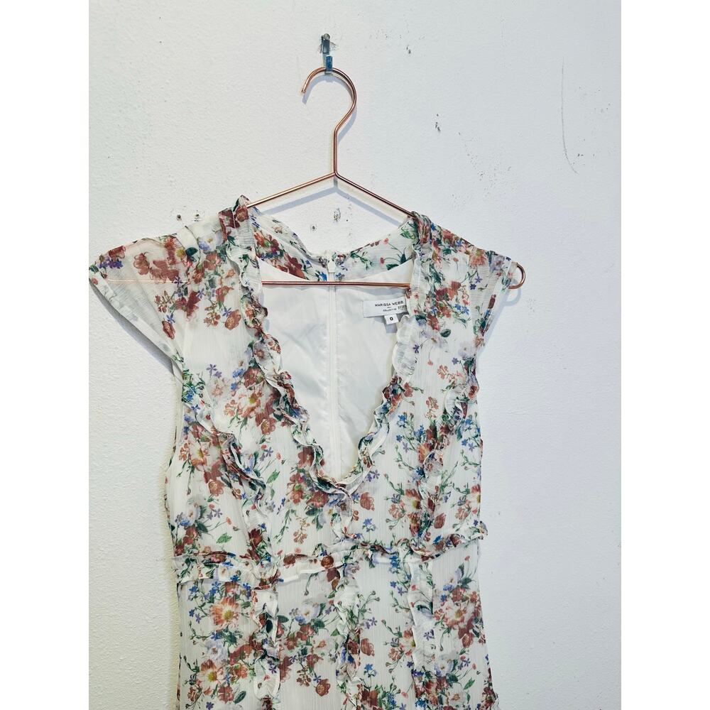 MARISSA WEBB Women's White Floral Ruffles Hourglass V-Neck Midi Dress Size 0 - Picture 4 of 15